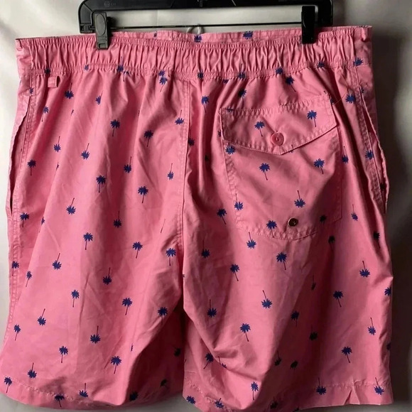 ST JOHNS BAY MENS SIZE XL SWMI TRINKS PINK WITH BLUE PALM TREE DESIGN - Picture 7 of 14